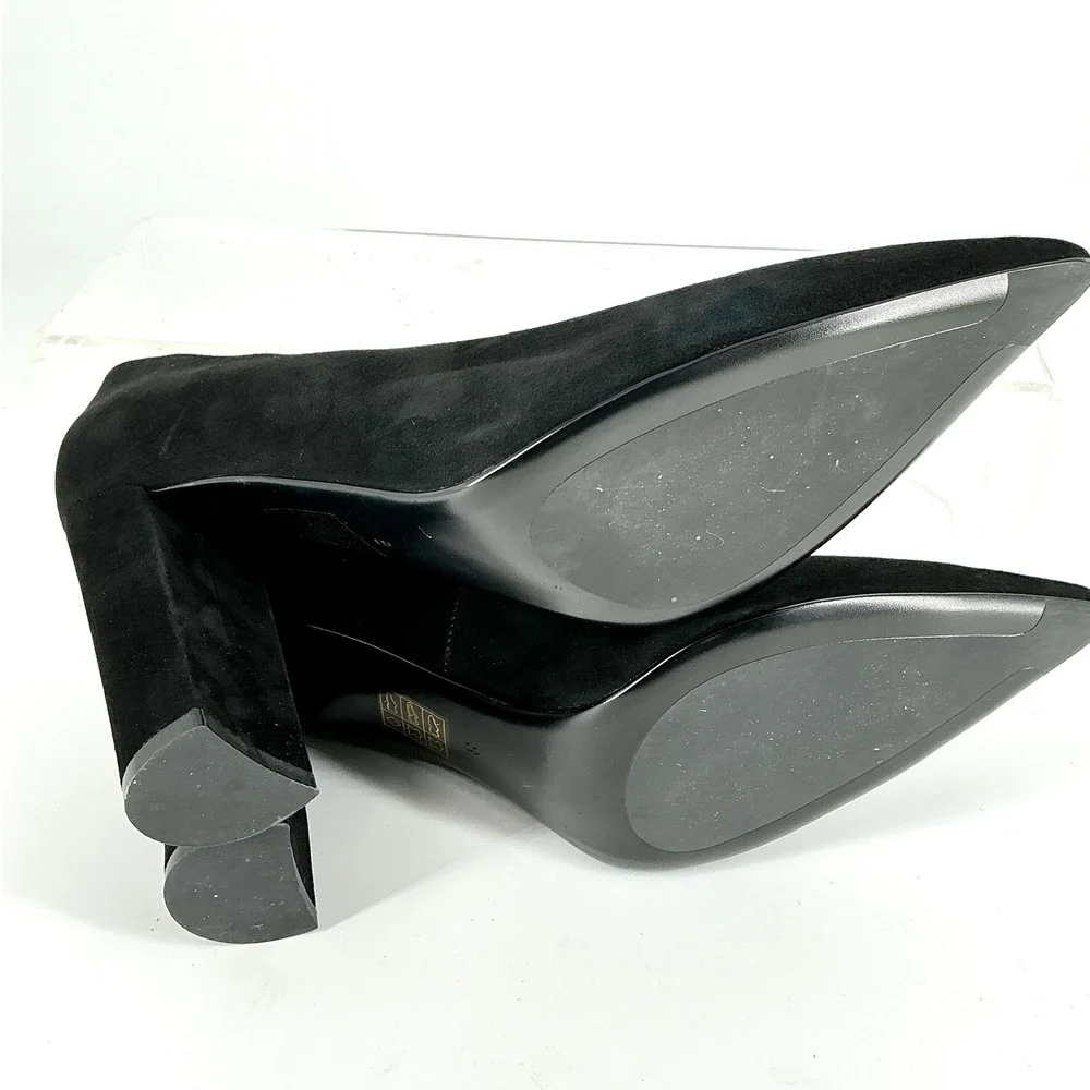 Jeffrey Campbell Size 8 Black Suede Pointed Toe Block Heel Pumps NEW $175